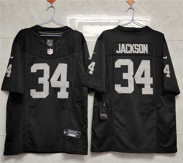 Mens Las Vegas Raiders #34 Bo Jackson Black 2023 F.U.S.E Vapor Untouchable Stitched Football Jersey